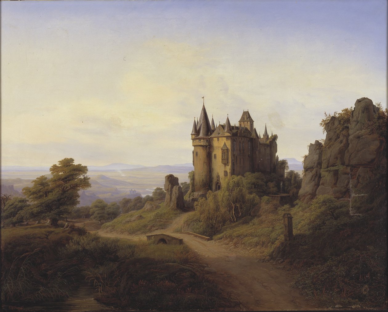 Zamek Büresheim nad rzeką Eifel autorstwa F. Sødring