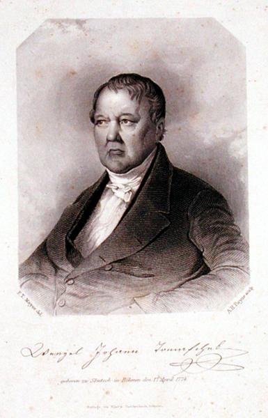 Portret Wenzel Johann Tomaschek (1774-1850) ryty przez Alberta Henry Payne (1812-1902) (grafika) autorstwa F. T. (after) Mayer