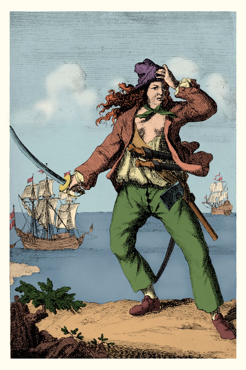 Mary Read - Angielska piratka (grawerunek) autorstwa F. Wentworth