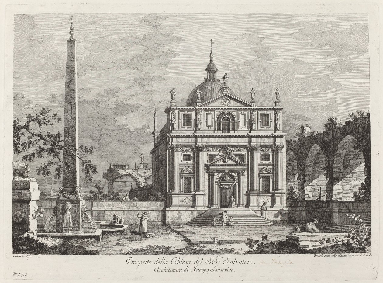 Prospekt Kościoła Św. Zbawiciel autorstwa Fabio Berardi after Canaletto