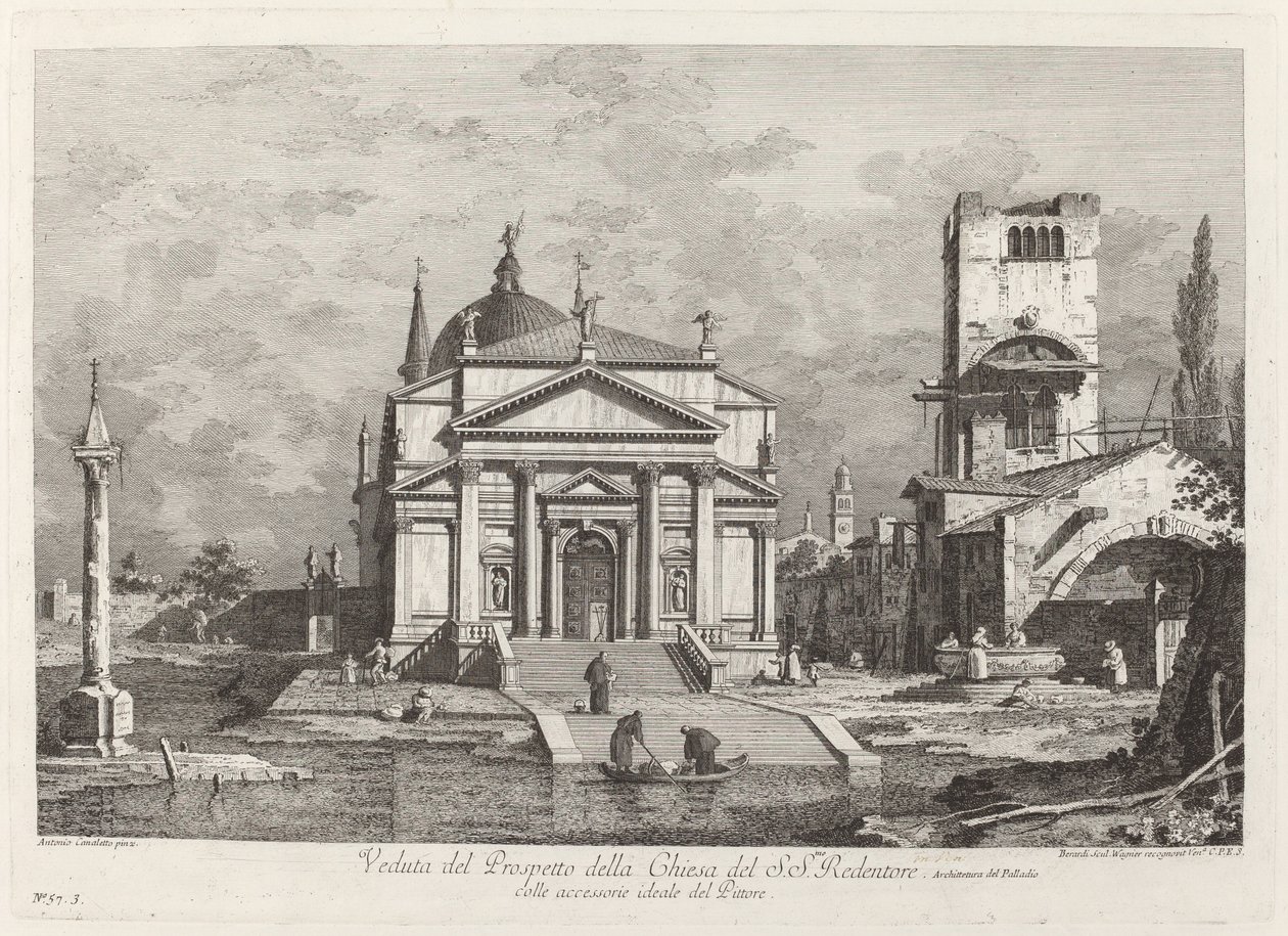 Widok prospektu kościoła św. Odkupiciel autorstwa Fabio Berardi after Canaletto