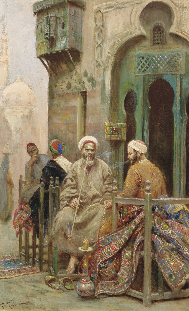 Popołudniowy dym, ok.1888 (olej na płótnie) autorstwa Fabio Fabbi