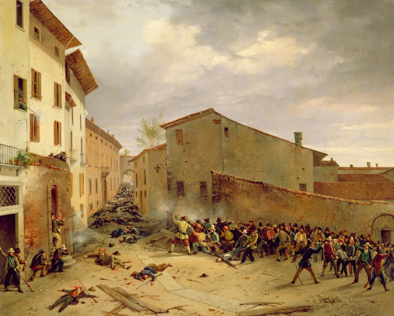 Bitwa z 31 marca 1849 r. na Via delle Consolazione w Brescia autorstwa Faustino Joli