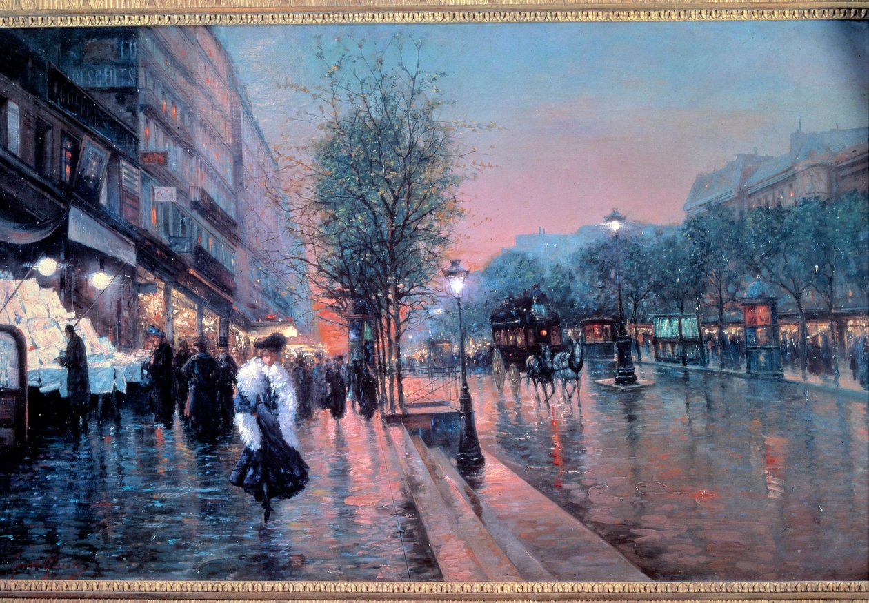 Widok na Grands Boulevards w Paryżu Obraz Fausto Giusto (XX wiek). 1900 Kolekcja prywatna autorstwa Fausto Giusto