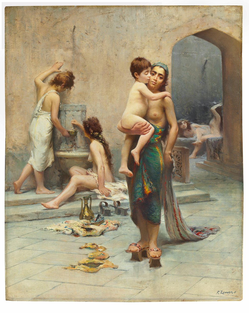 Hamam - łazienka, ok. 1891-1902 (olej na płótnie) autorstwa Fausto Zonaro