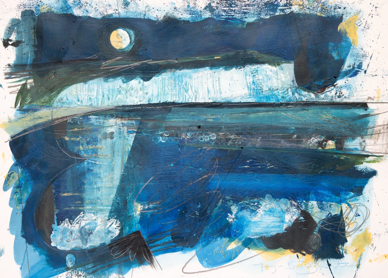 Światło księżyca, 2020 (akryl na papierze) autorstwa Faye Bridgwater