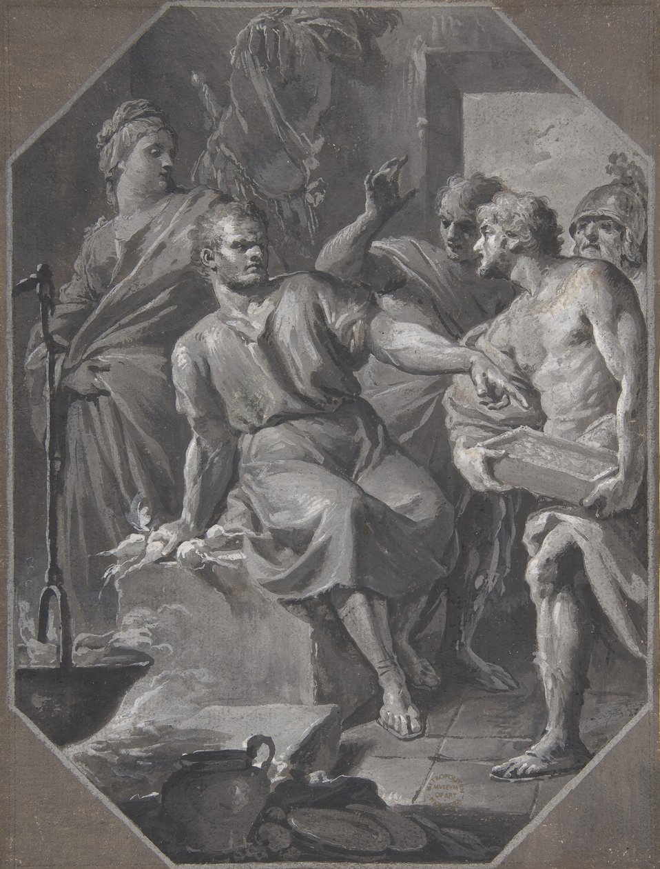 Manius Curius Dentatus odrzucający prezenty ambasadorów samnickich, 1732-92. autorstwa Fedele Fischetti