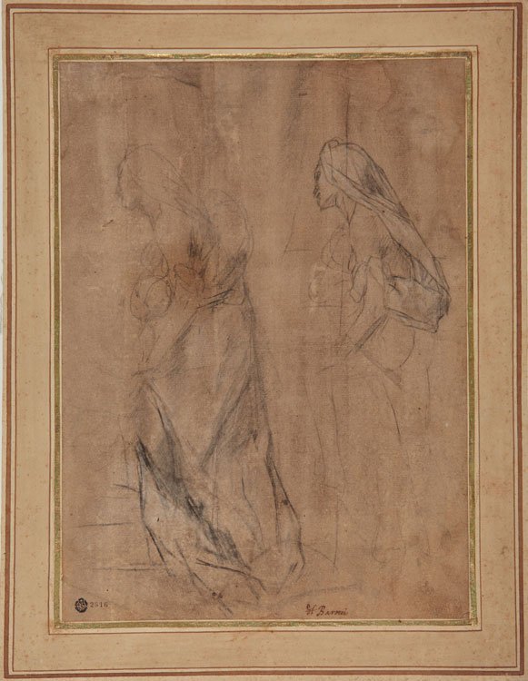 Święta Elżbieta z małym Janem Chrzcicielem studium Madonna della Gatta autorstwa Federico Barocci