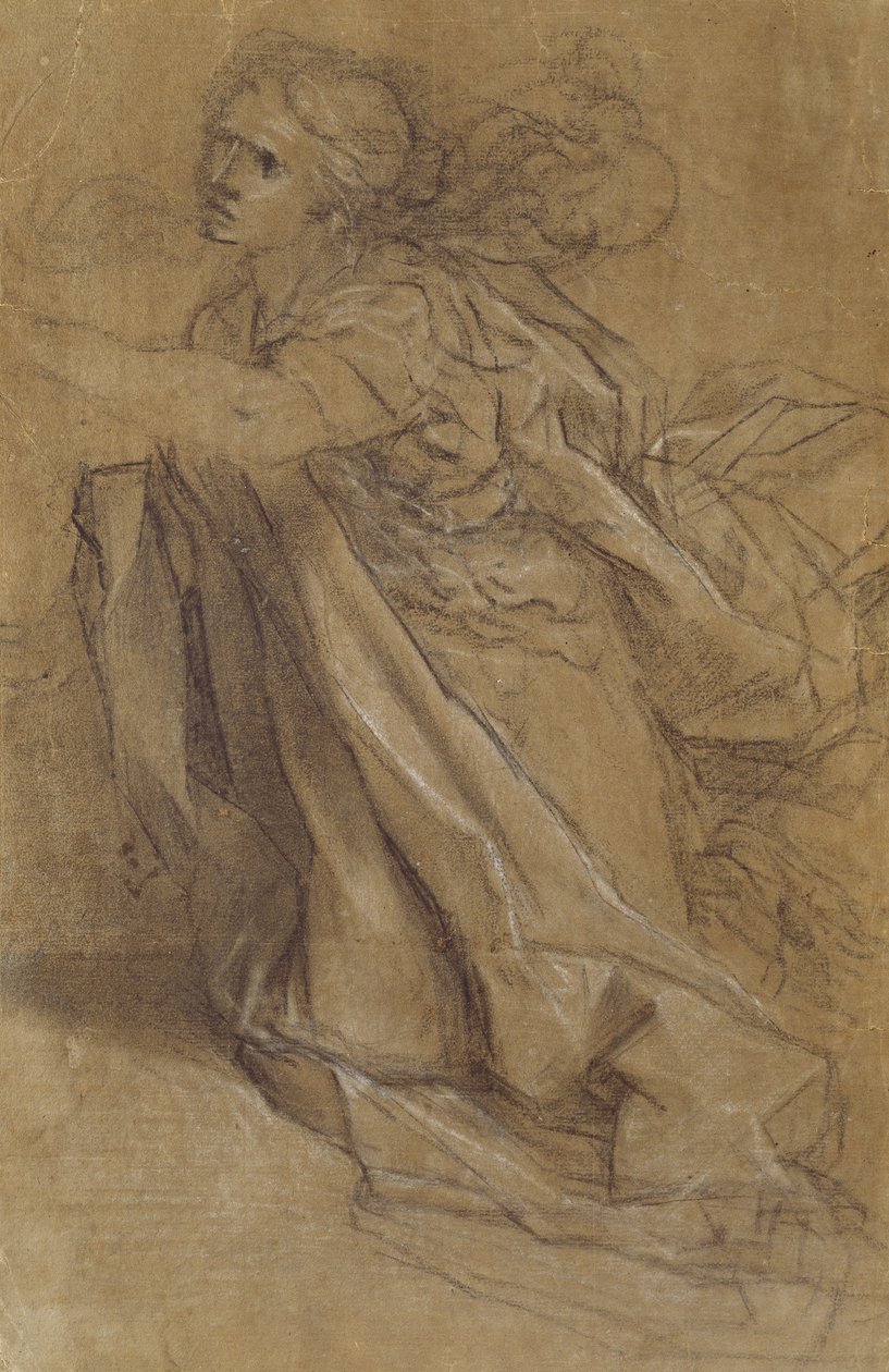Magdalena (czarno-białe kredy na papierze buff) autorstwa Federico Barocci