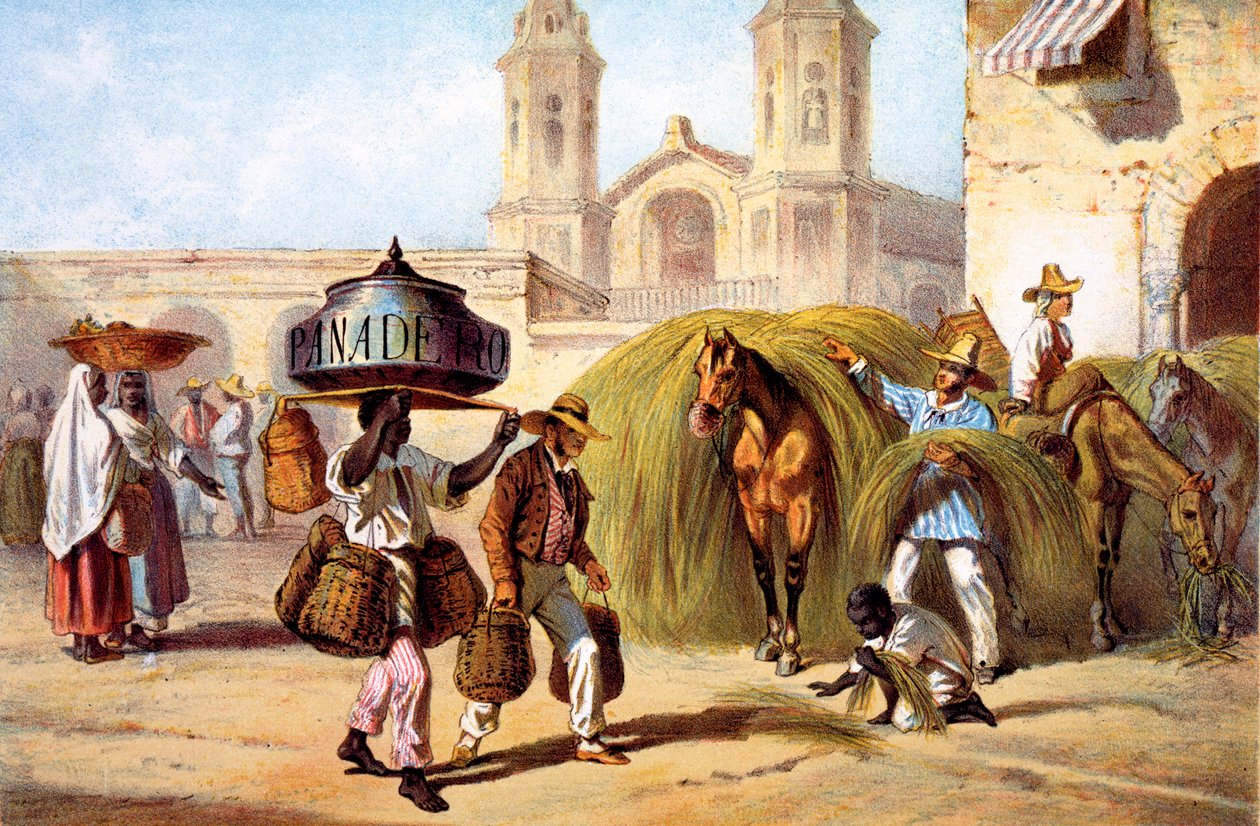 Piekarz i sprzedawca słomy, 1840 autorstwa Federico Mialhe