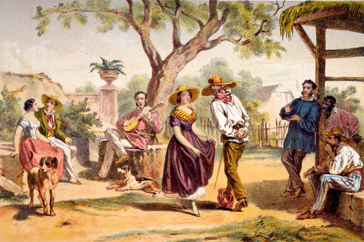 Zapateado - Taniec Narodowy, 1840 autorstwa Federico Mialhe
