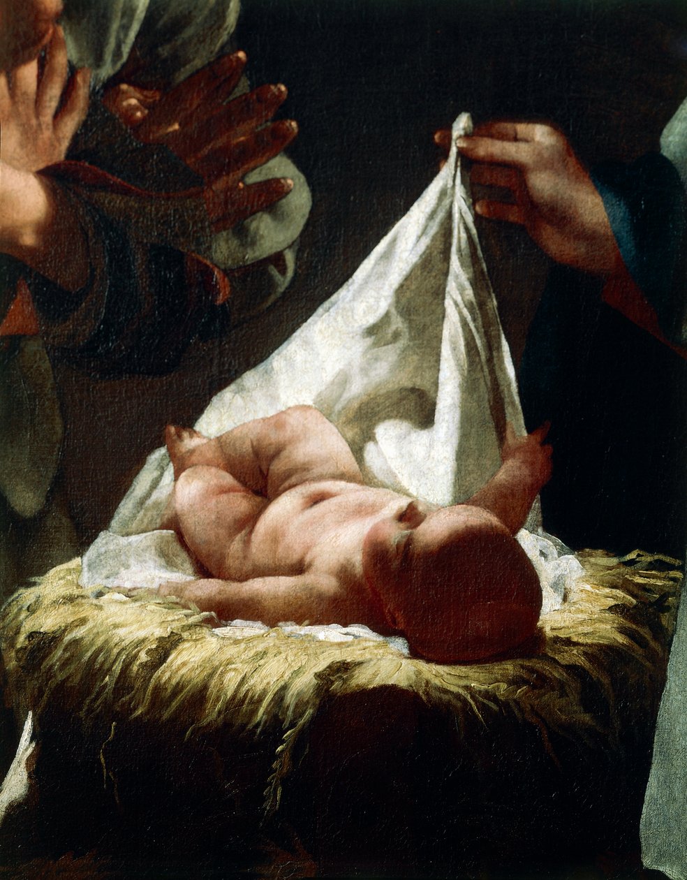 Adoracja pasterzy Federico Bencovich (1677-1753), olej na desce, 233x166 cm, detal autorstwa Federico Bencovich