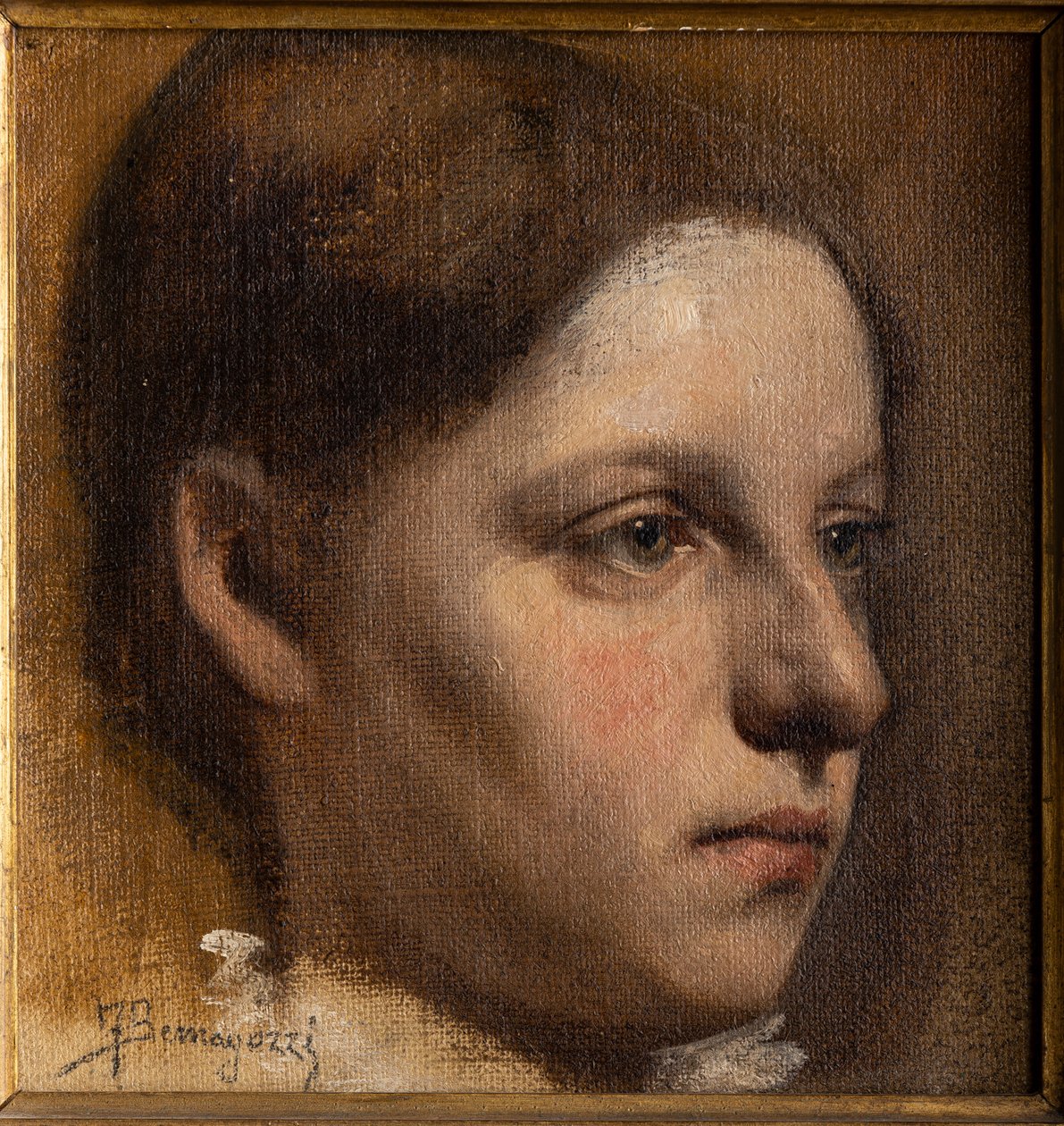 Portret dziewczynki (olej na tekturze) autorstwa Federico Bernagozzi
