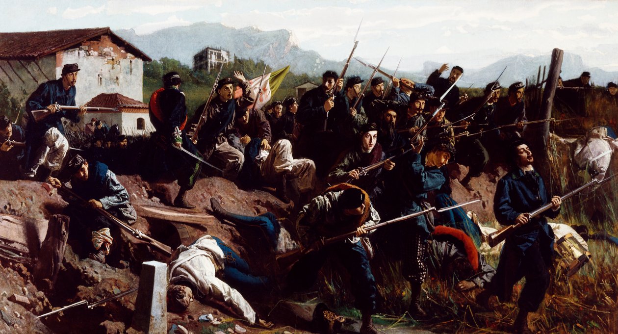 Bitwa pod Varese, c.1862 (olej na płótnie) autorstwa Federico Faruffini