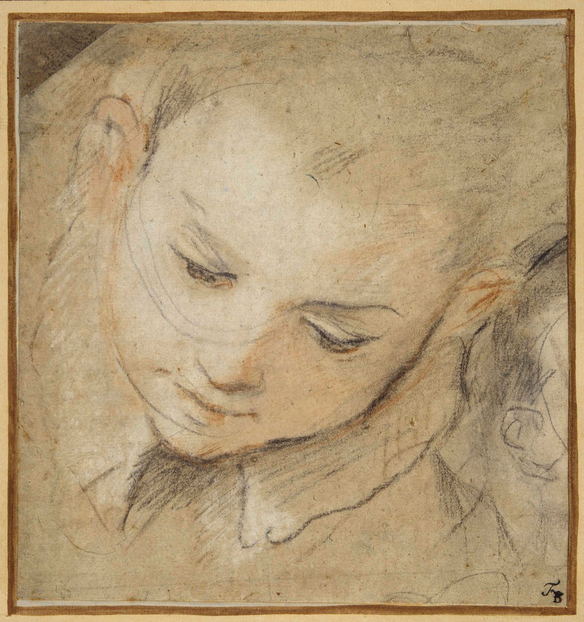 Głowa chłopca patrzącego w dół autorstwa Federico Fiori Barocci or Baroccio