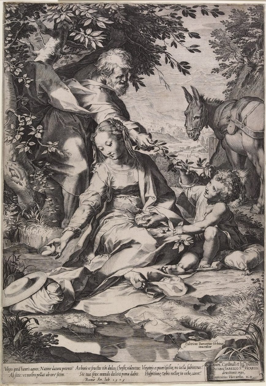 Odpoczynek po powrocie z Egiptu, rytowany przez Cornelisa Corta, 1575 autorstwa Federico Fiori Barocci or Baroccio
