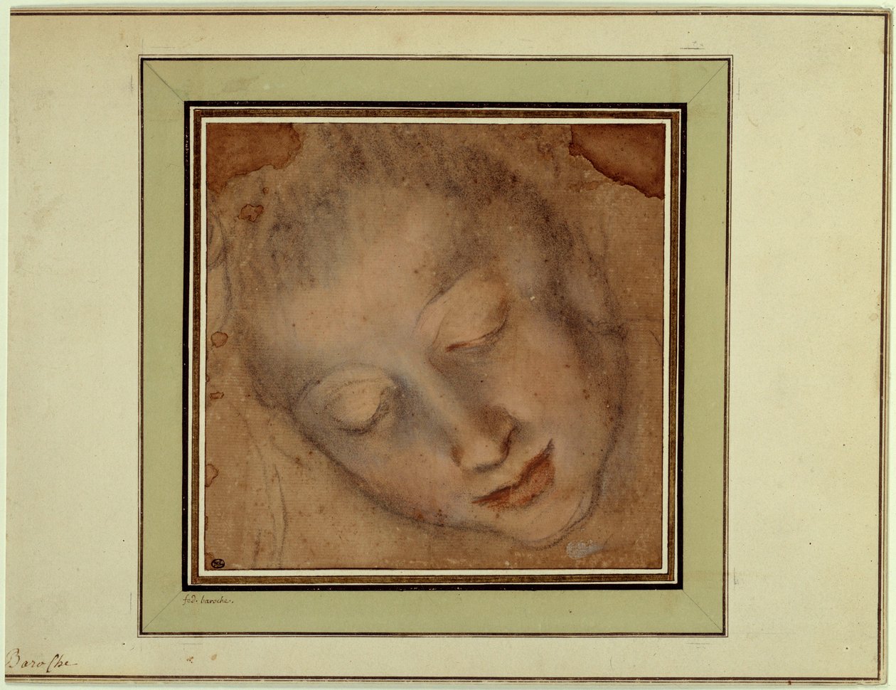 Głowa kobiety o mocnych oczach Rysunek krwią i węglem autorstwa Federico Barocciego zwany Le Baroche (1526-1613). Paryż, Luwr autorstwa Federico Fiori Barocci or Baroccio