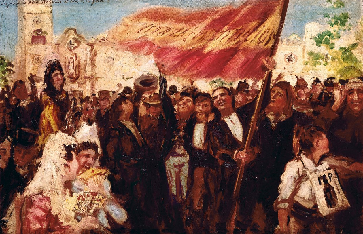 Plaza San Antonio de Cadiz w dniu przysięgi Konstytucji z 1812 roku (olej na płótnie) autorstwa Federico Godoy y Castro