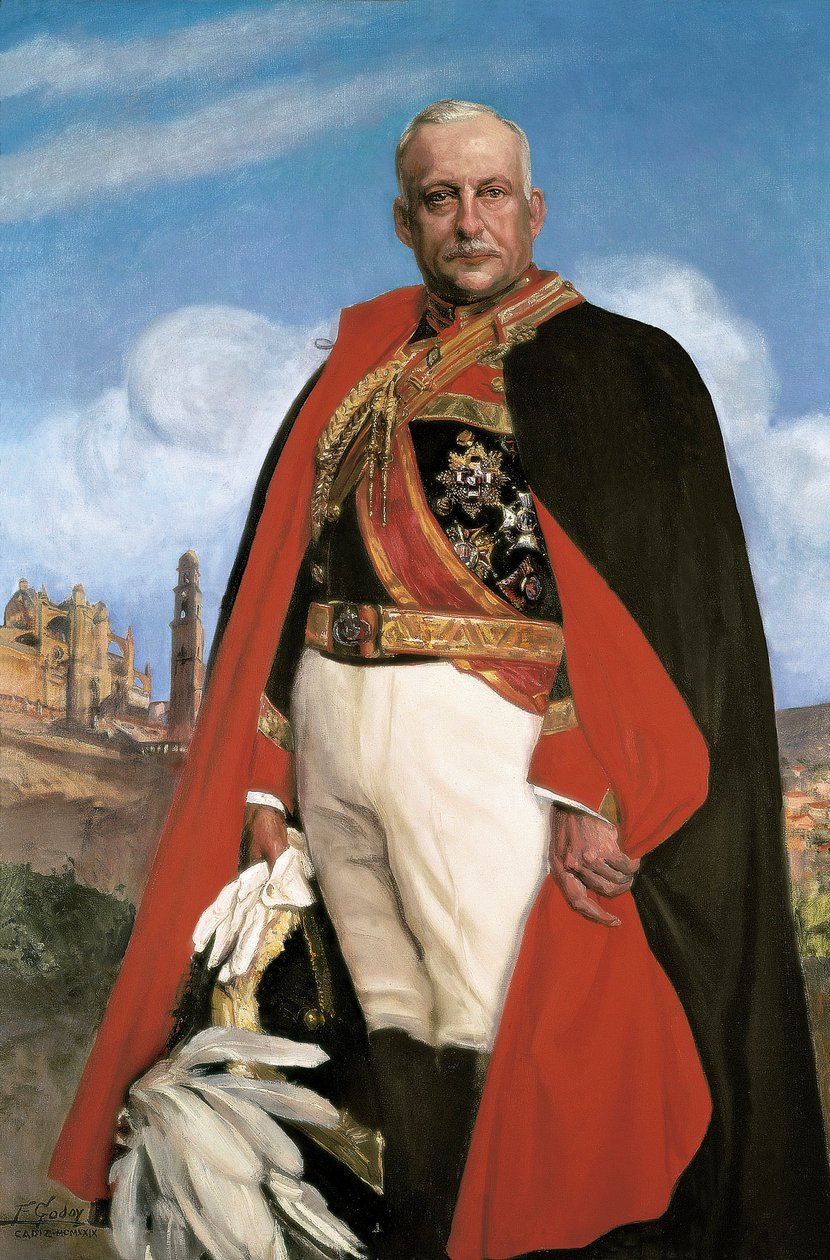 Portret Miguela Primo de Rivera (1870-1930), hiszpańskiego polityka wojskowego i dyktatora w latach 1923-1930, XX wiek (olej na płótnie) autorstwa Federico Godoy y Castro