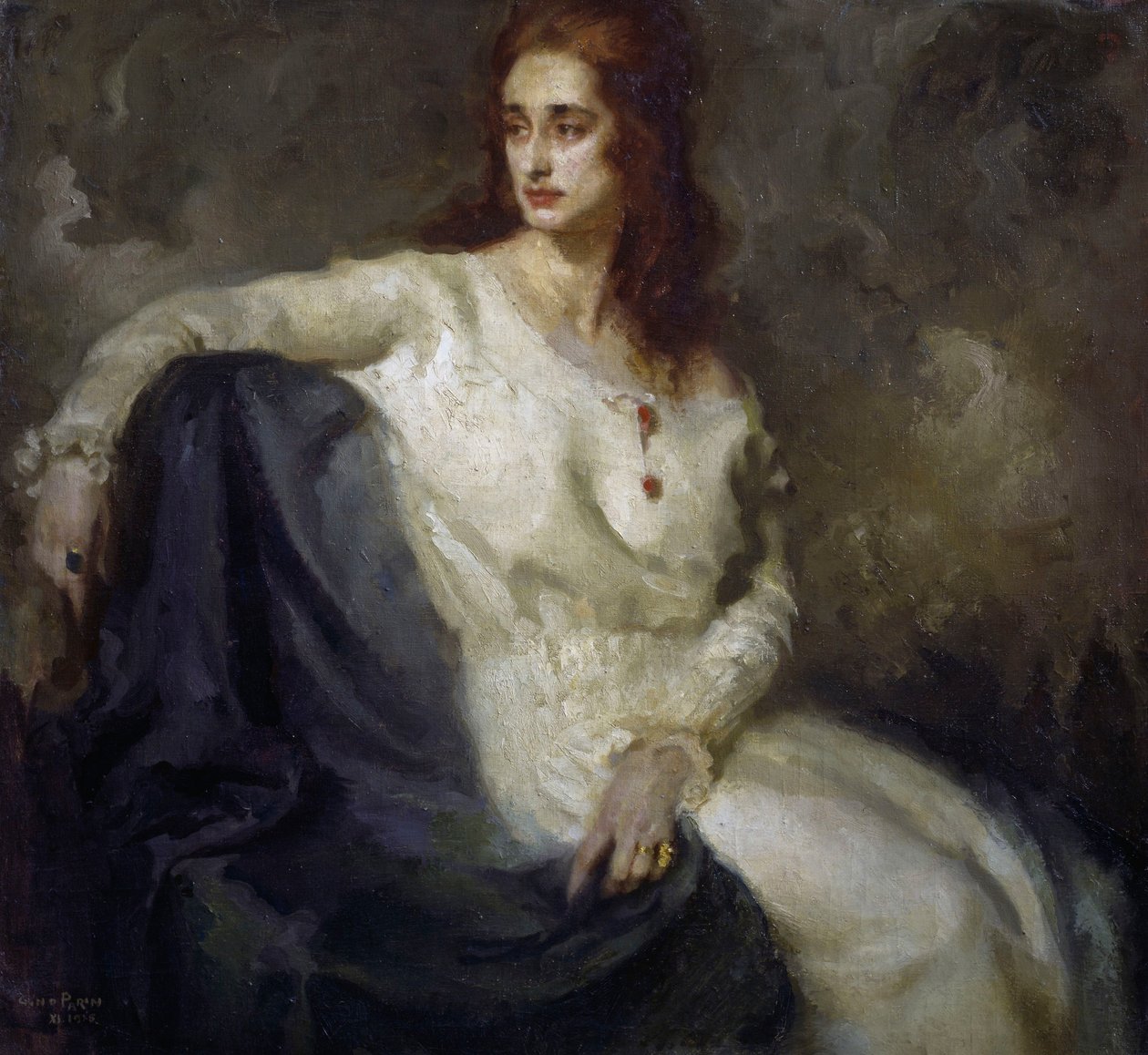 Dama w bieli (Dama in bianco) 1915 (olej na płótnie) autorstwa Federico Guglielmo Jehuda Pollack