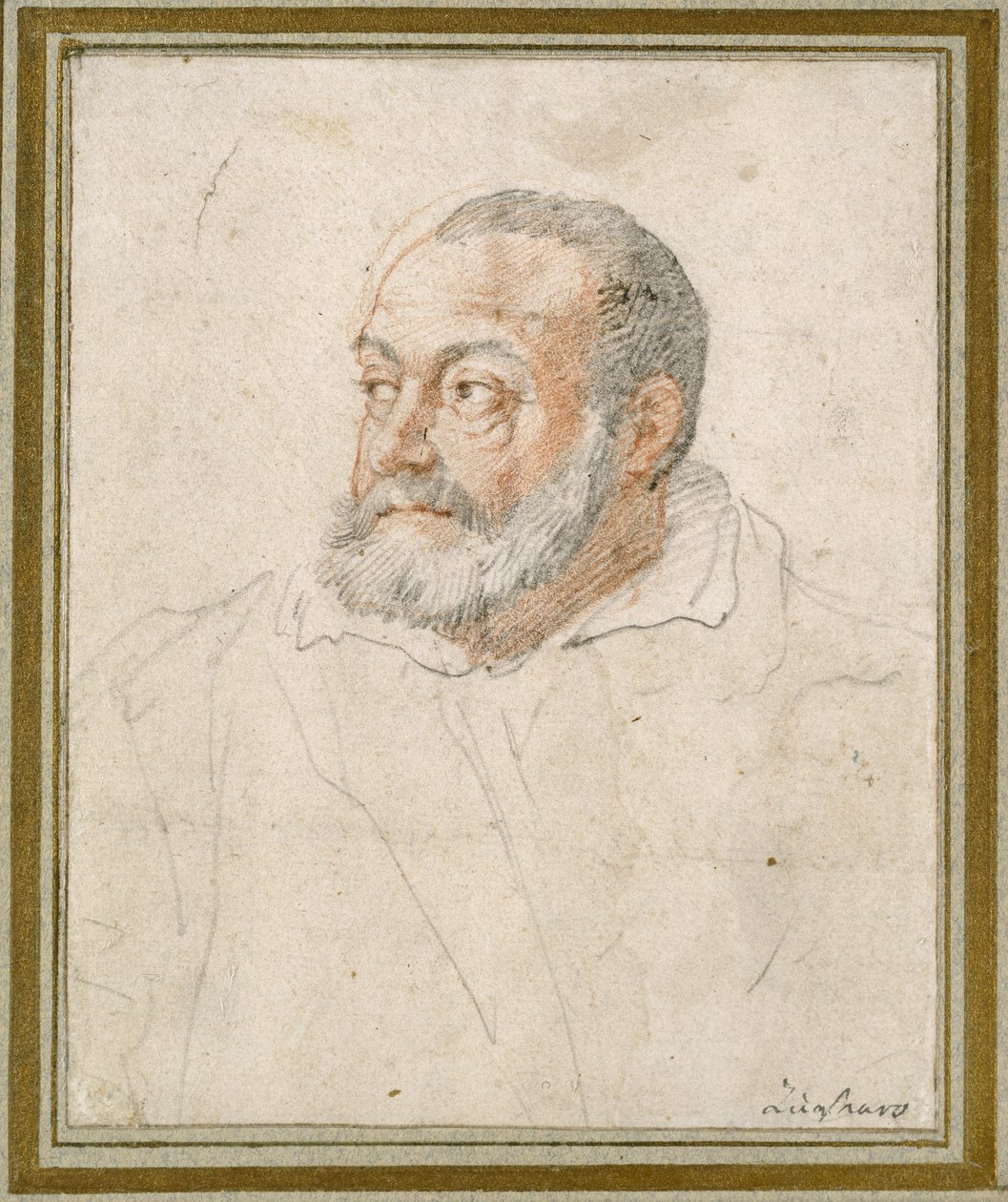 Portret mężczyzny (czerwona kreda i czarny ołów na papierze) autorstwa Federico Zuccaro