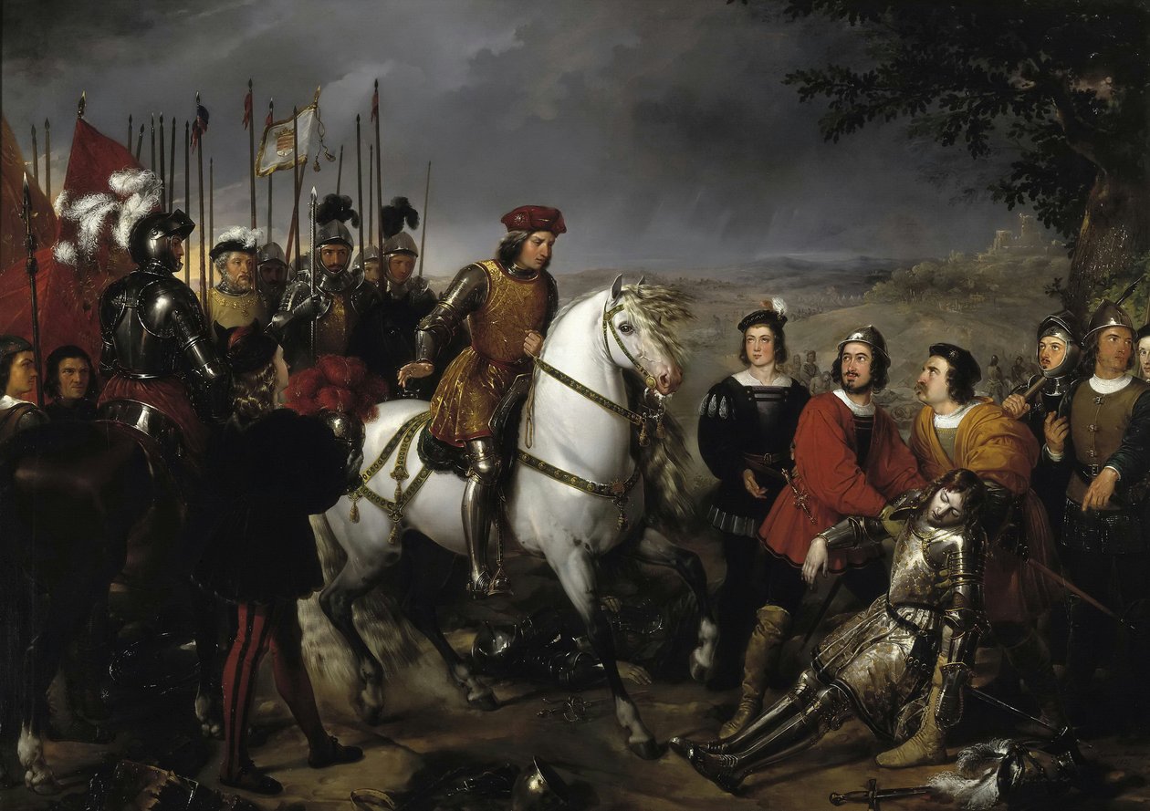 hiszpański: El Gran Capitán recorriendo el campo de la batalla de Ceriñola Gonzalo Fernández de Córdoba at the Battle of Cerignola
 lub hiszpański: El Gran Capitán después de la batalla de Ceriñola encuentra el cadáver de Luis de Armagnac Gonzalo Fernández autorstwa Federico de Madrazo y Kuntz