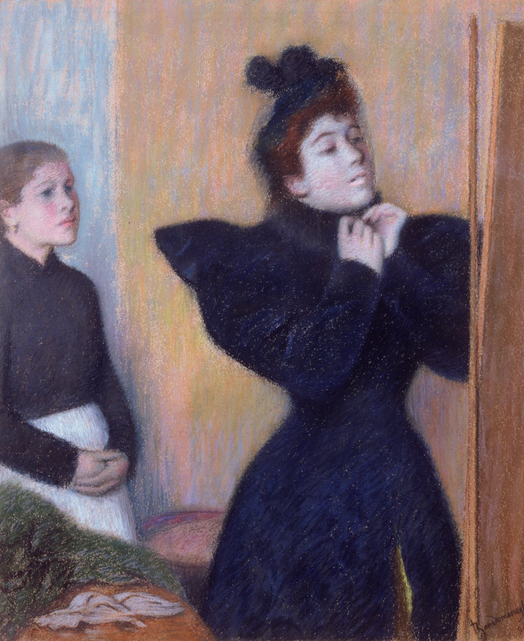 Przygotowanie do wyjścia, 1894 (pastel) autorstwa Federigo Zandomeneghi
