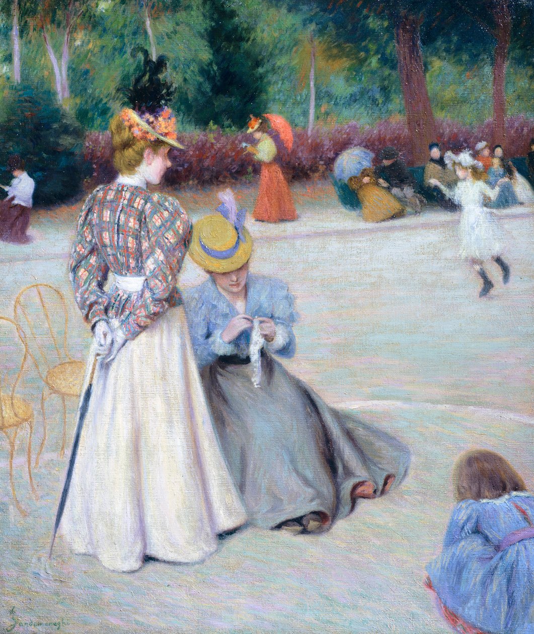Zabawy w parku, Federico Zandomeneghi (1841-1917), olej na płótnie, 55,5x45,5 cm autorstwa Federigo Zandomeneghi