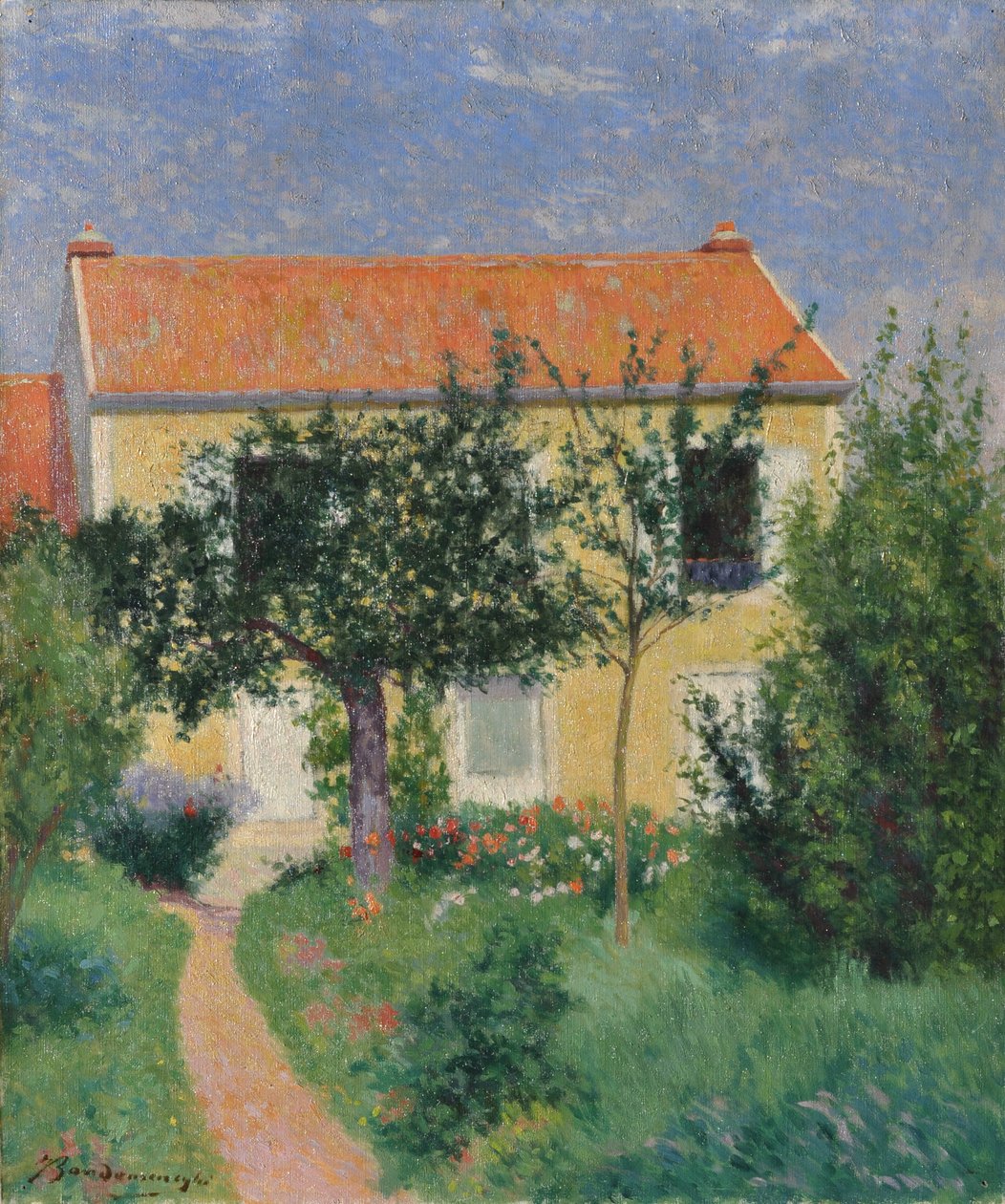 Czerwony dach, ok. 1882-83 (olej na płótnie) autorstwa Federigo Zandomeneghi