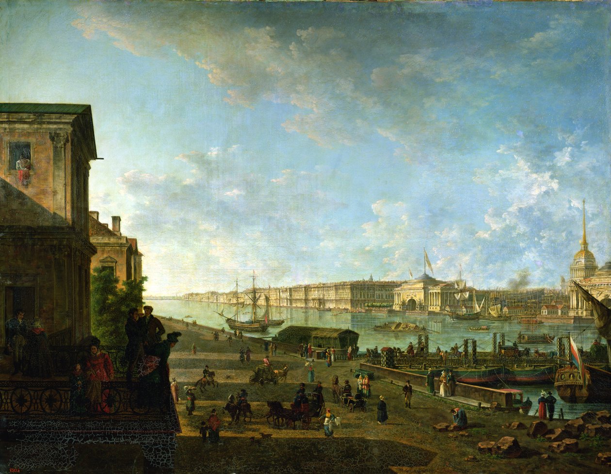 Admiralicja i Pałac Zimowy widziane z Kolegium Wojskowego, 1794 autorstwa Fedor Yakovlevich Alekseev