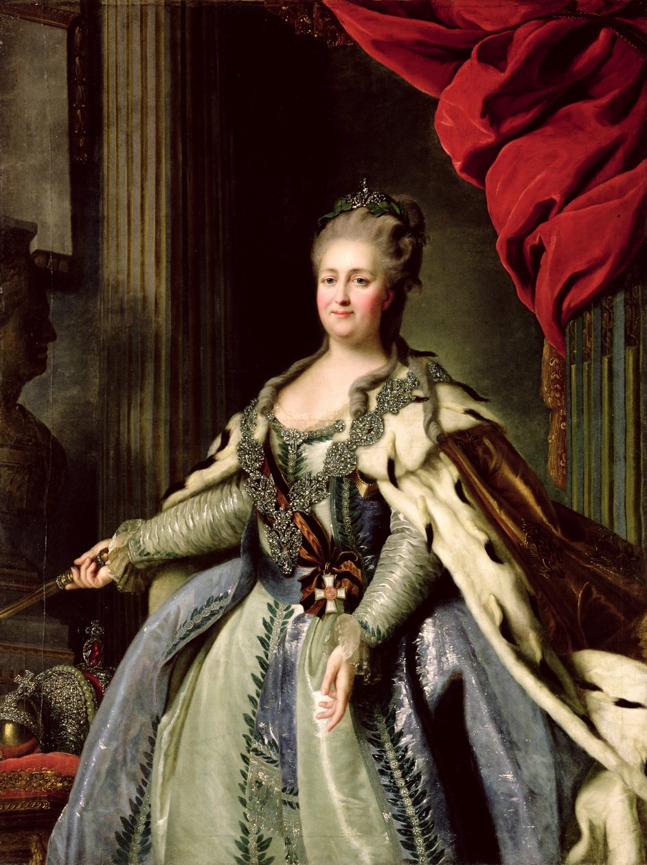Portret Katarzyny II (1729-96) ok. 1770 (olej na płótnie) autorstwa Fedor Stepanovich Rokotov