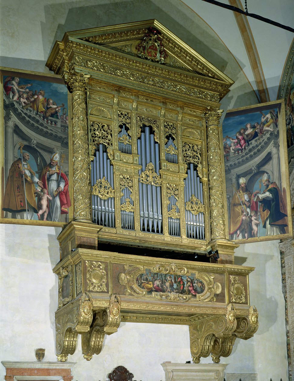 Widok organów kościelnych, ok. 1590 (media mieszane) autorstwa Felice Brusasorci