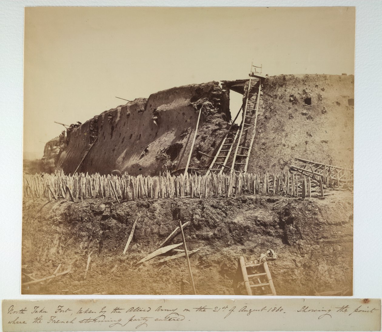 Fort North Taku, 21 sierpnia 1860 (zdjęcie czarno-białe) autorstwa Felice Beato