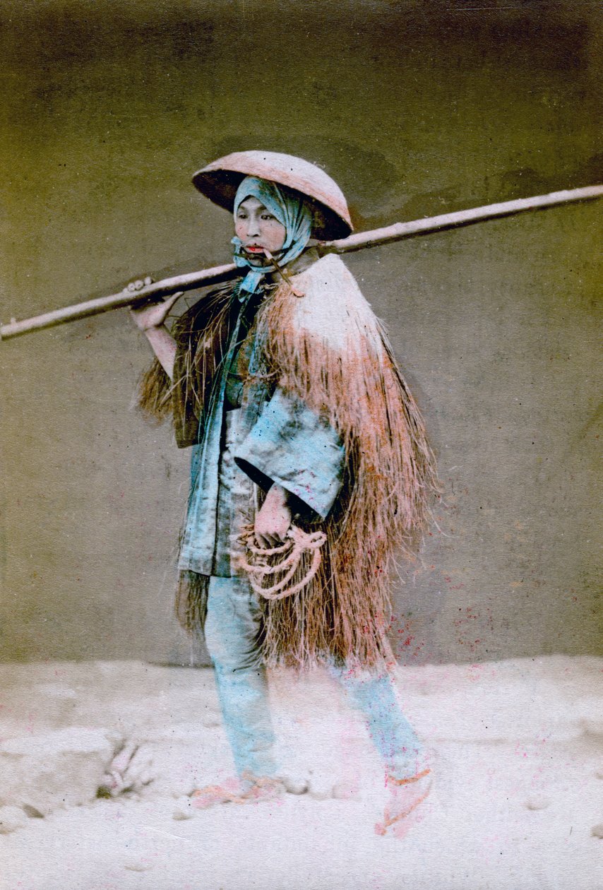 Coolie w zimowej sukience, Japonia, 1882 autorstwa Felice Beato
