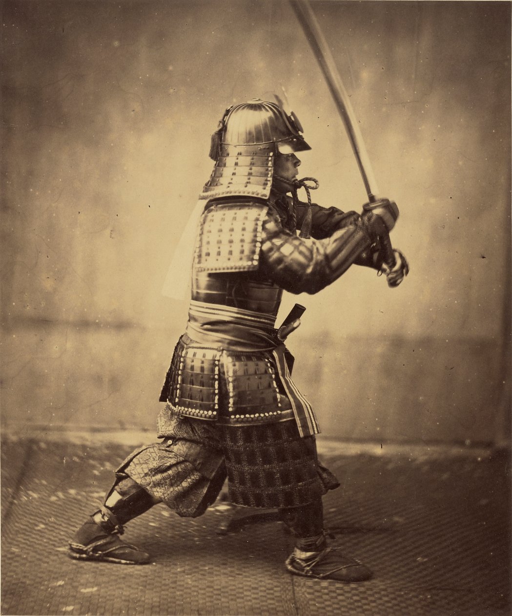 Japoński wojownik w zbroi, 1865-7 autorstwa Felice Beato