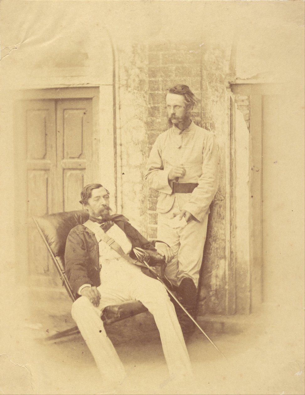 Generał dywizji Sir Robert Napier i podpułkownik William Wilberforce Harris Greathed, Bengal autorstwa Felice Beato