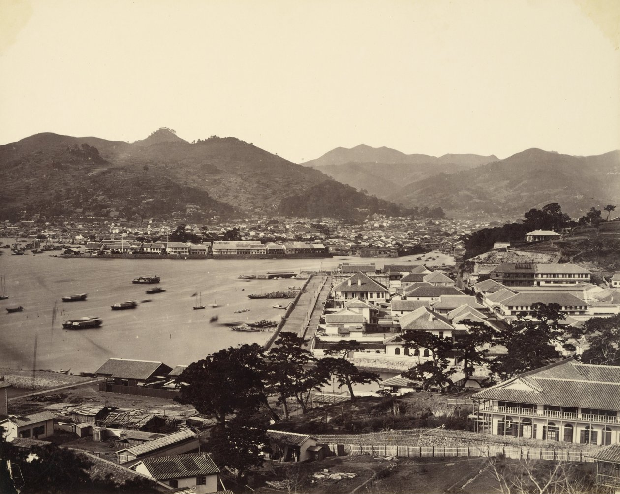 Częściowy widok panoramiczny na Nagasaki autorstwa Felice Beato
