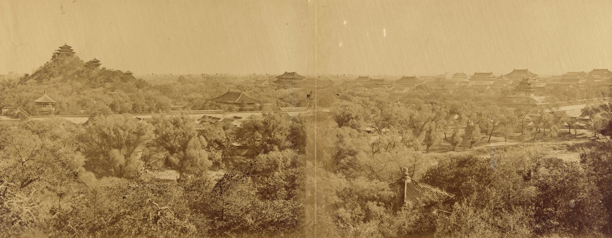 Widok cesarskiego pałacu zimowego, Pekin, przedstawiający sztuczny młyn, 29 października 1860 r autorstwa Felice Beato