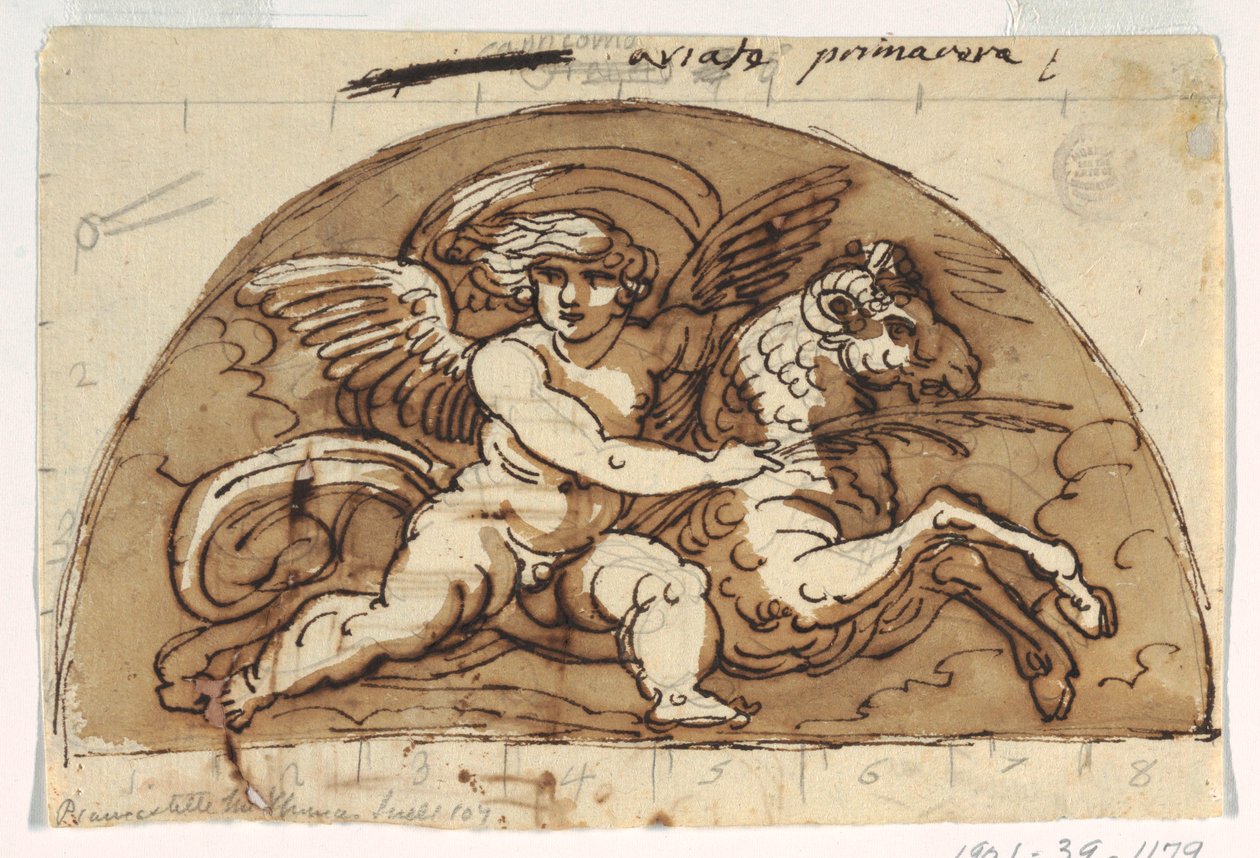 Ares, luneta sufitowa, sala ośmiokątna, Palazzo Milzetti, Faenza autorstwa Felice Giani