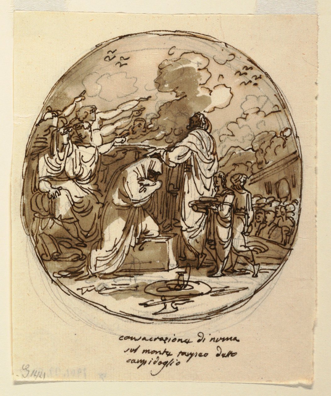 Projekt sufitu do konsekracji Numy, Sala di Numa Pompilius, Palazzo Milzetti, Faenza autorstwa Felice Giani