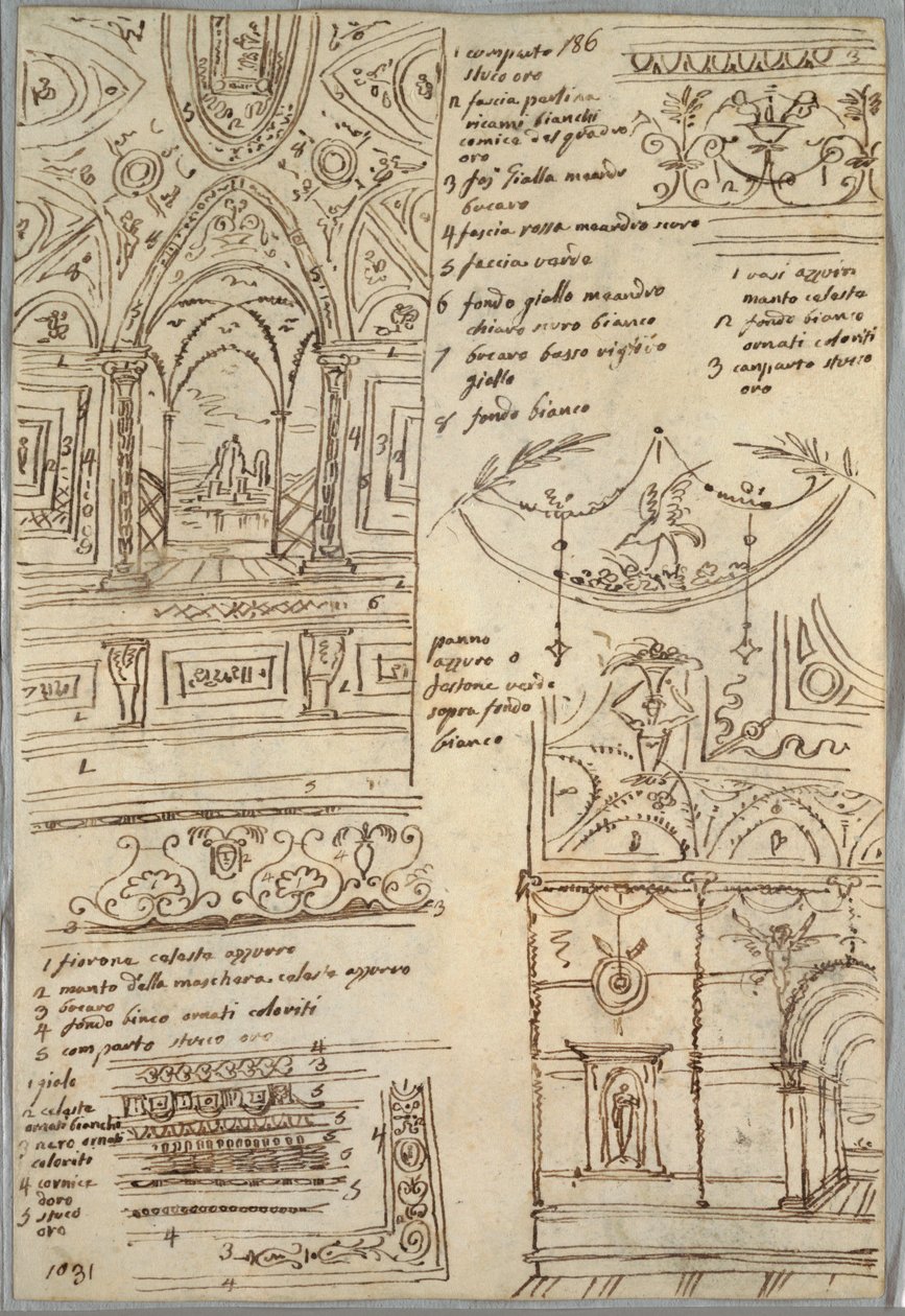 Studia dekoracyjne; Verso: Badania anatomiczne autorstwa Felice Giani