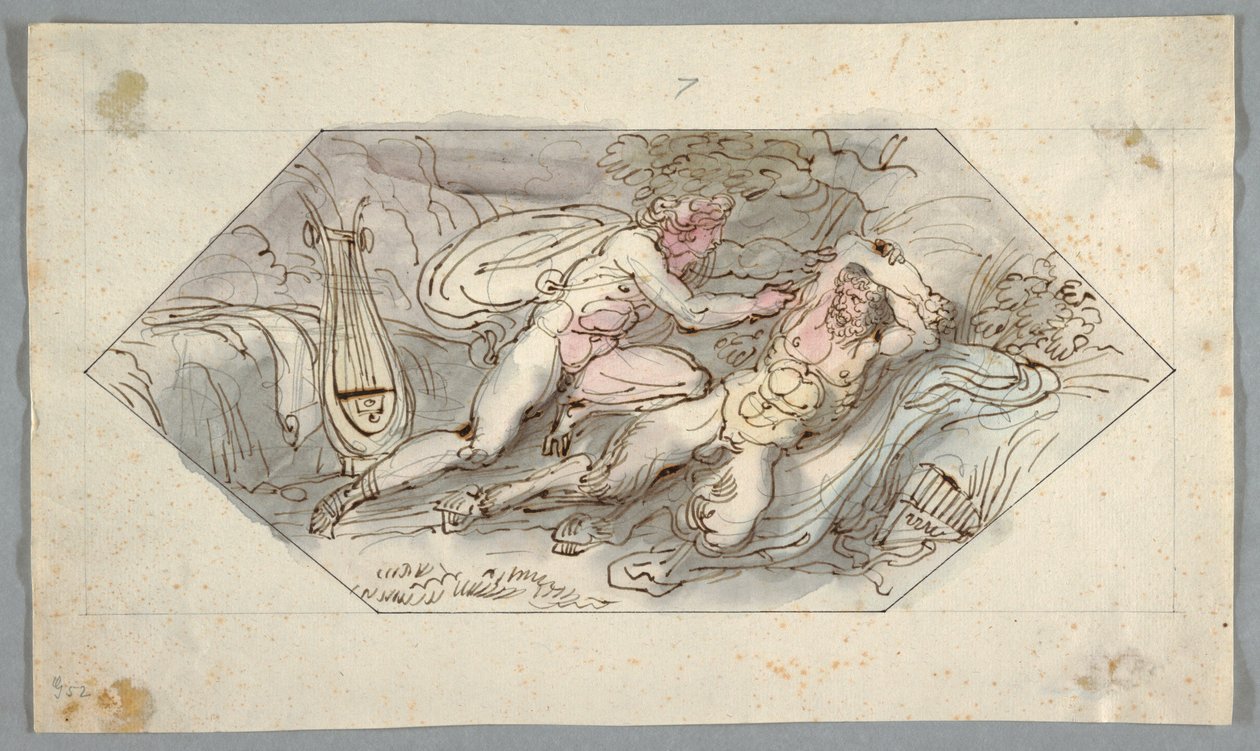 Rysunek, Apollo zabija Marsyasa, 1796-98 autorstwa Felice Giani