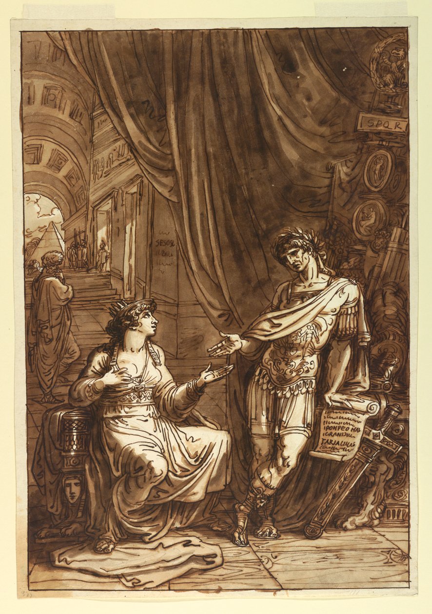 Rysunek Kleopatra błagająca O, ok. 1820 r. autorstwa Felice Giani