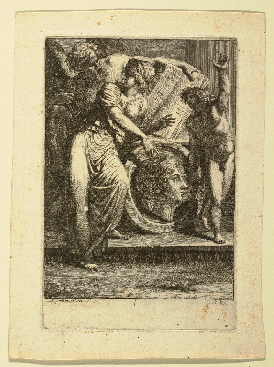 Rysunek, akwaforta: Frontispis lub strona dedykacyjna, 1785 r. autorstwa Felice Giani