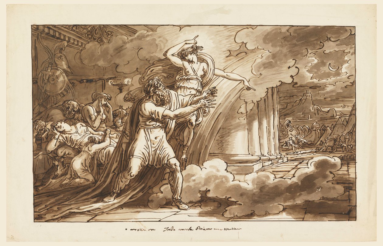 Rysunek, Iris zachęca Priama do odebrania ciała Hektora Achillesowi, 1810-20 autorstwa Felice Giani
