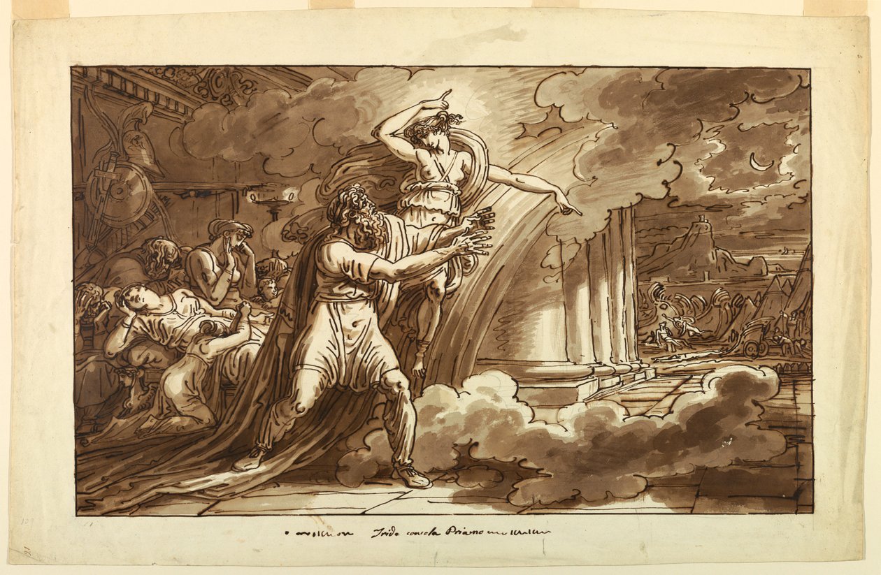 Rysunek, Iris zachęca Priama do odebrania ciała Hektora Achillesowi, 1810-20 autorstwa Felice Giani