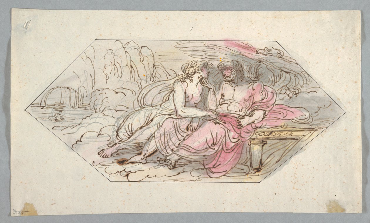 Rysunek, Jowisz pociesza błagającą boginię, prawdopodobnie Wenus, 1796-98 autorstwa Felice Giani