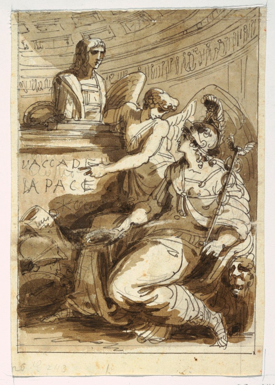 Rysunek, Pomnik dla Accademia della Pace, 1810-20 autorstwa Felice Giani