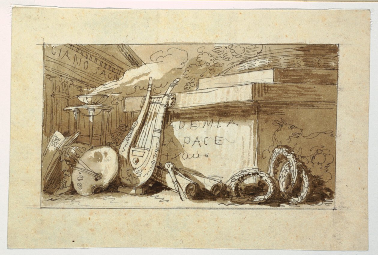 Rysunek, Pomnik dla Accademia della Pace, 1810-20 autorstwa Felice Giani