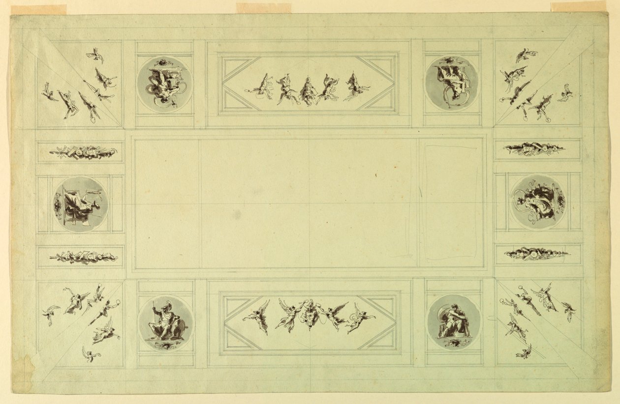 Rysunek, Palazzo Quirinale, Rzym, 1812 r. autorstwa Felice Giani